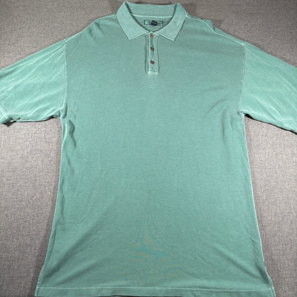 Tommy Bahama Polo Shirt Mens XL Green Silk Cotton‎ Island of Lanai Short Sleeve